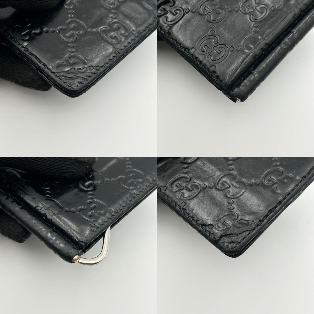 希少✨ GUCCI グッチ マネークリップ GG シマレザー 二つ折り ブラック