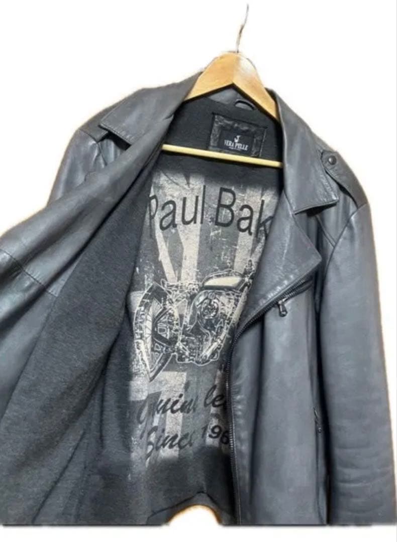 イタリア製 本革 ダブル ライダース ジャケット L VERA PELLE 6万