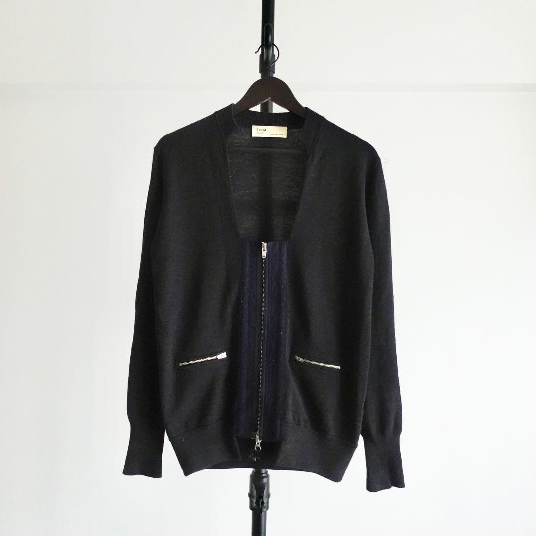 TOGA PULLA ウール　ベルテッドニットジャケット　ブラック　トーガプルラ