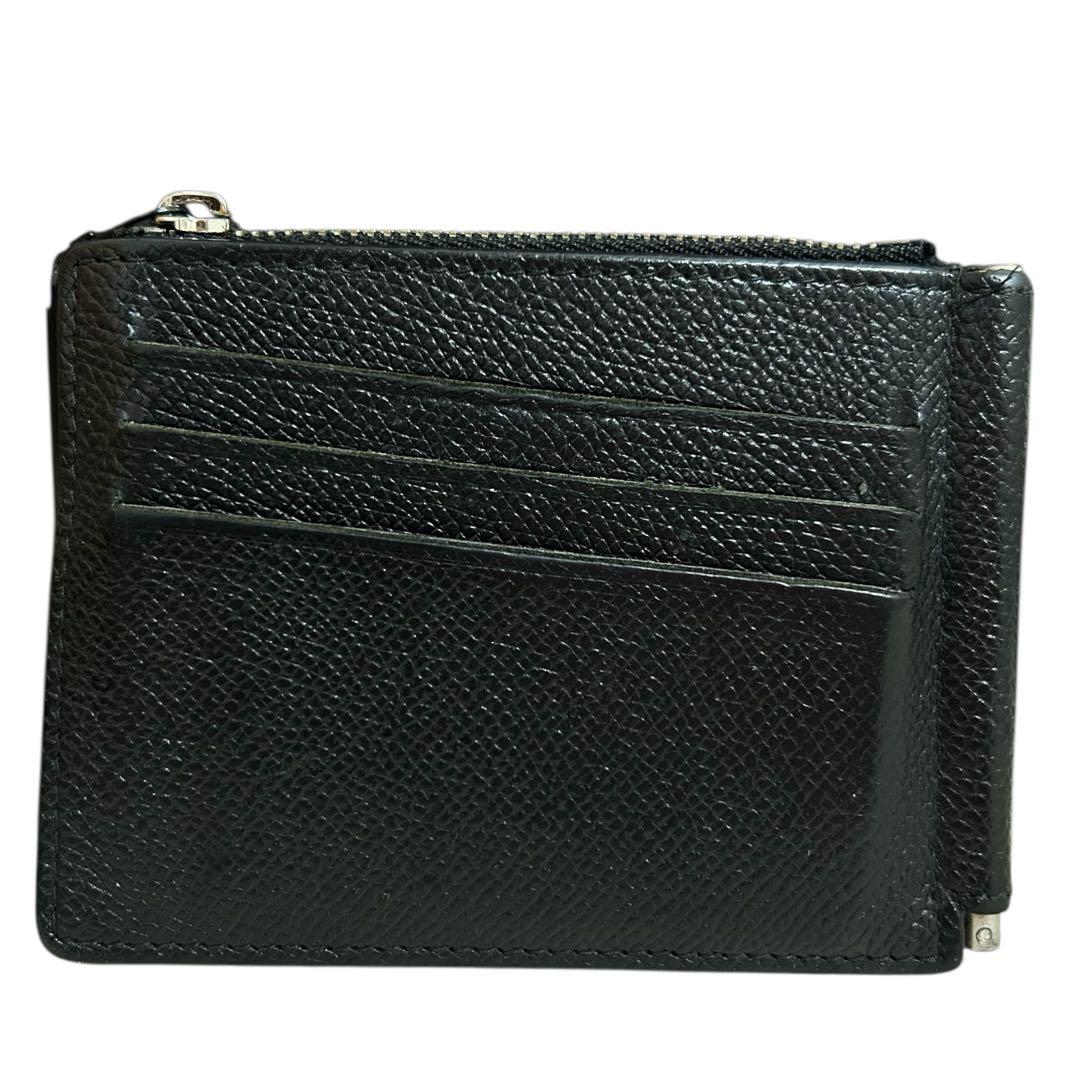 美品　メゾンマルジェラ 4ステッチ マネークリップ レザー ブラック　黒