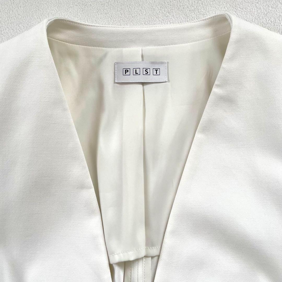 極美品✨プラステ ノーカラー リネン パンツスーツ セットアップ M ホワイト