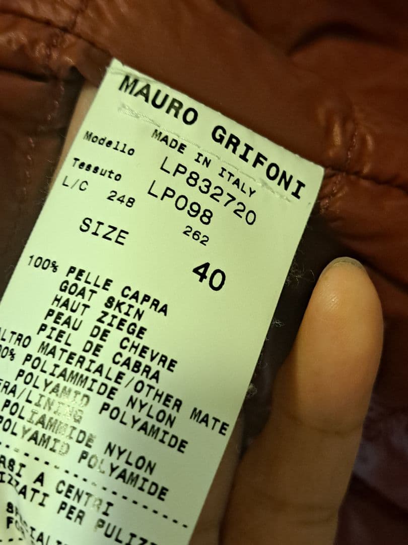 MAURO GRIFONI イタリア製　ヤギ革　中綿入り　レザージャケット　40