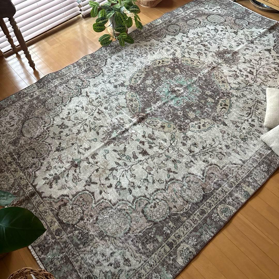 超大判163×263メダリオン　王道ボタニカル　トルコヴィンテージラグ