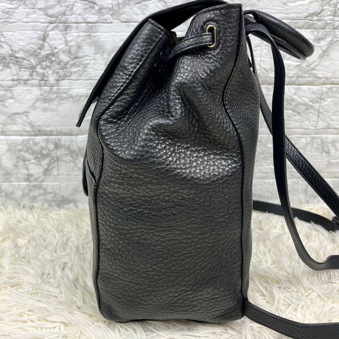 【美品】 トリーバーチ リュック バッグパック レザー 黒 デカロゴ エンボス