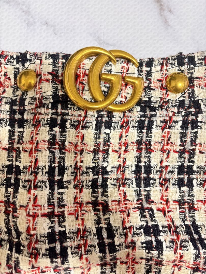 GUCCI ロゴマークチェックツイードスカート