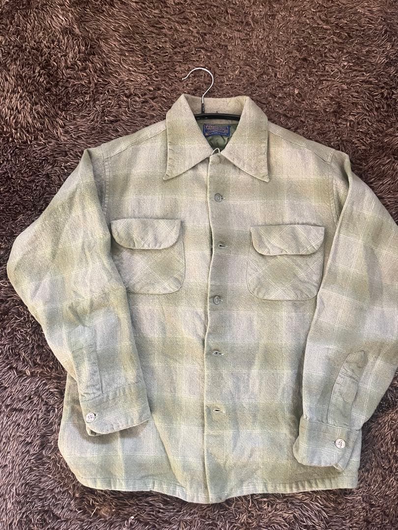60’s PENDLETON オンブレ ボードシャツ　グリーンベース
