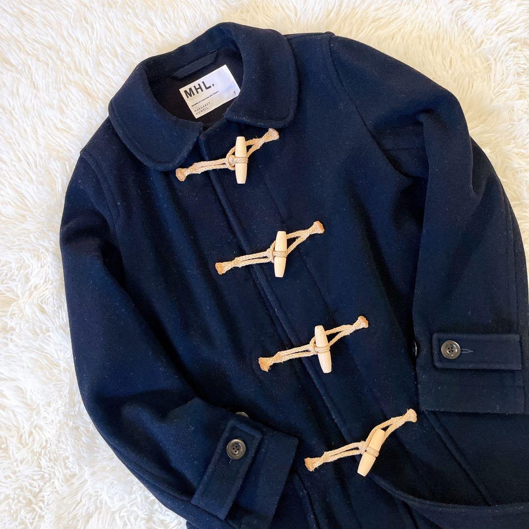 MHL. マーガレットハウエル 丸襟 ダッフルコート トグルボタン ウール 濃紺