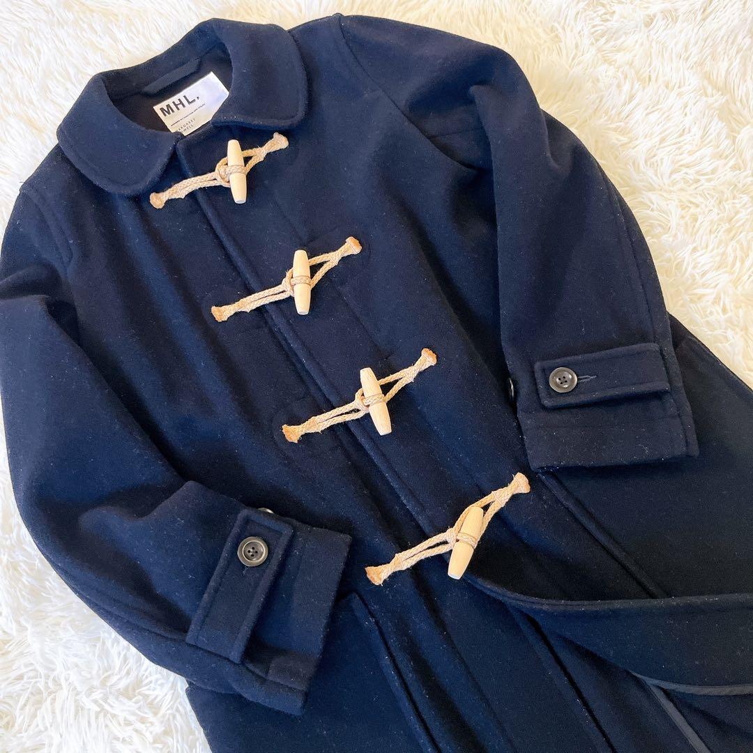 MHL. マーガレットハウエル 丸襟 ダッフルコート トグルボタン ウール 濃紺