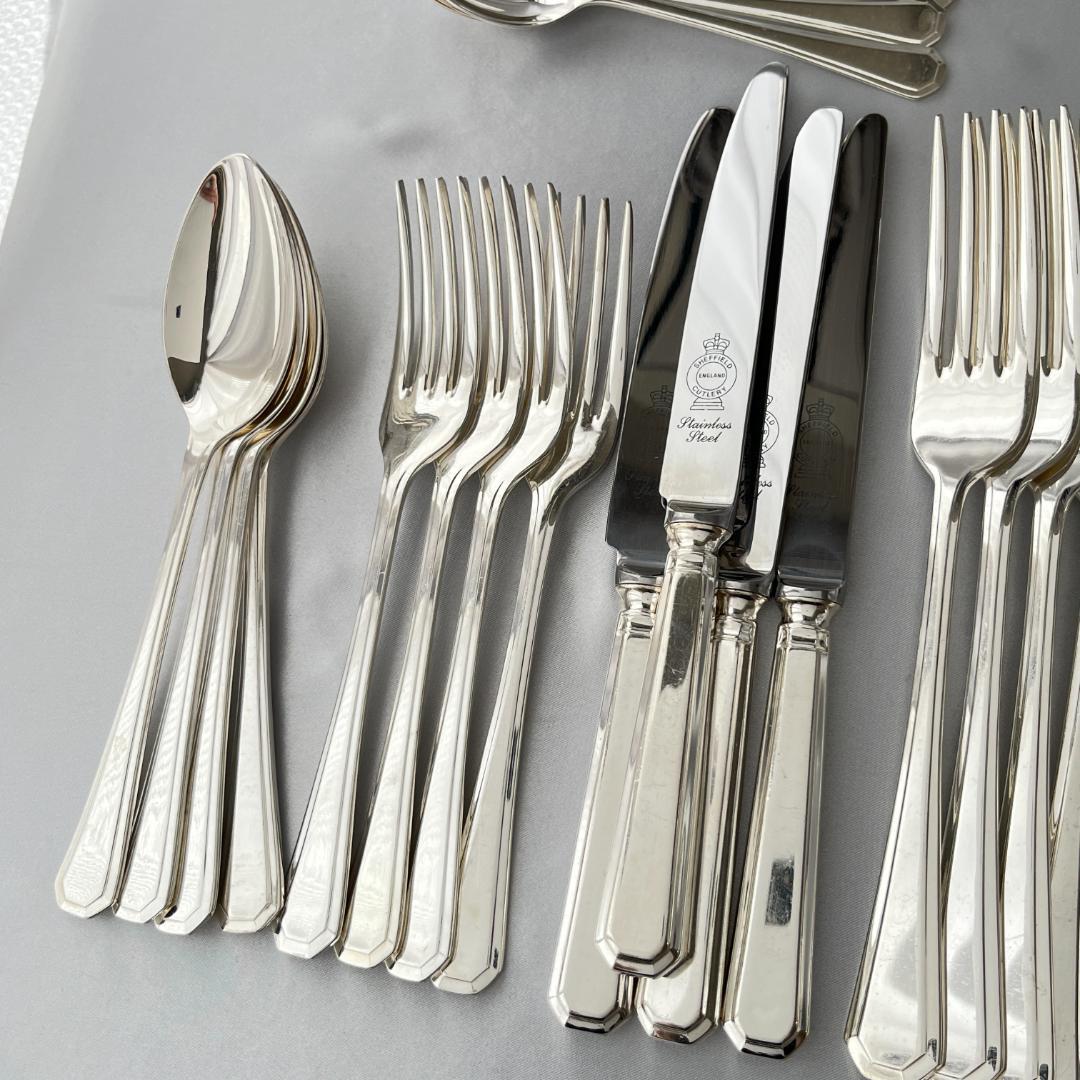 【英国】 アールデコ ディナーセット 4名用28本組 A1プレート