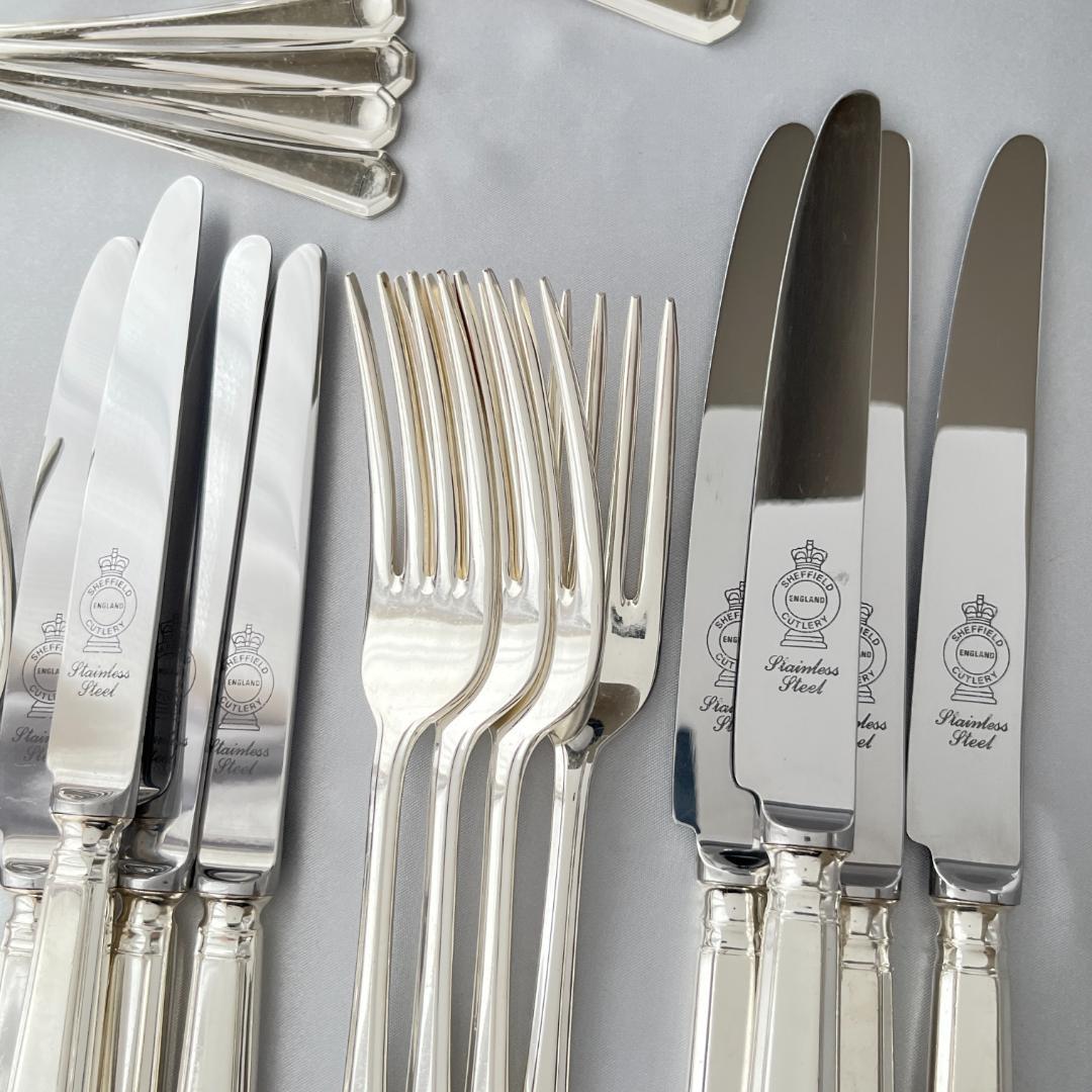 【英国】 アールデコ ディナーセット 4名用28本組 A1プレート