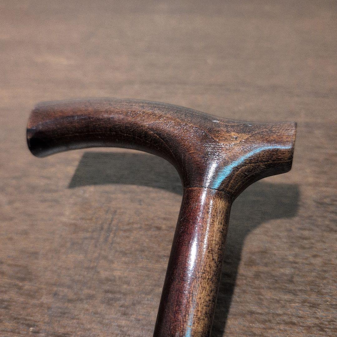 英国製 ヴィンテージ 木製 ダークブラウン杖 L字型ハンドル