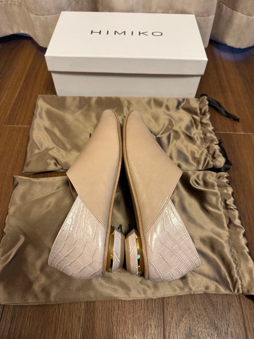 25.5cm HIMIKO ベージュ 本革 ソフトフラットシューズ　新品未使用