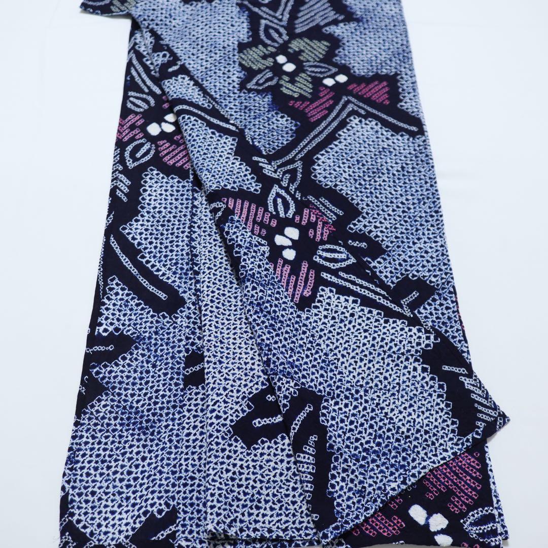 新古品◆有松鳴海絞り◆花模様◆木綿◆浴衣