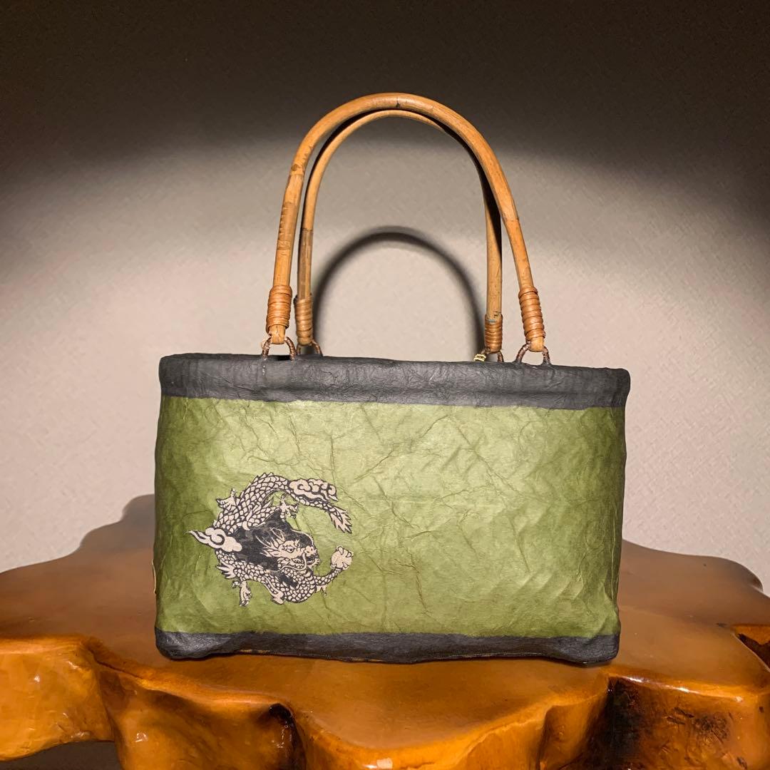 な*お様 ＊一閑張りバッグ（龍神）柿渋染