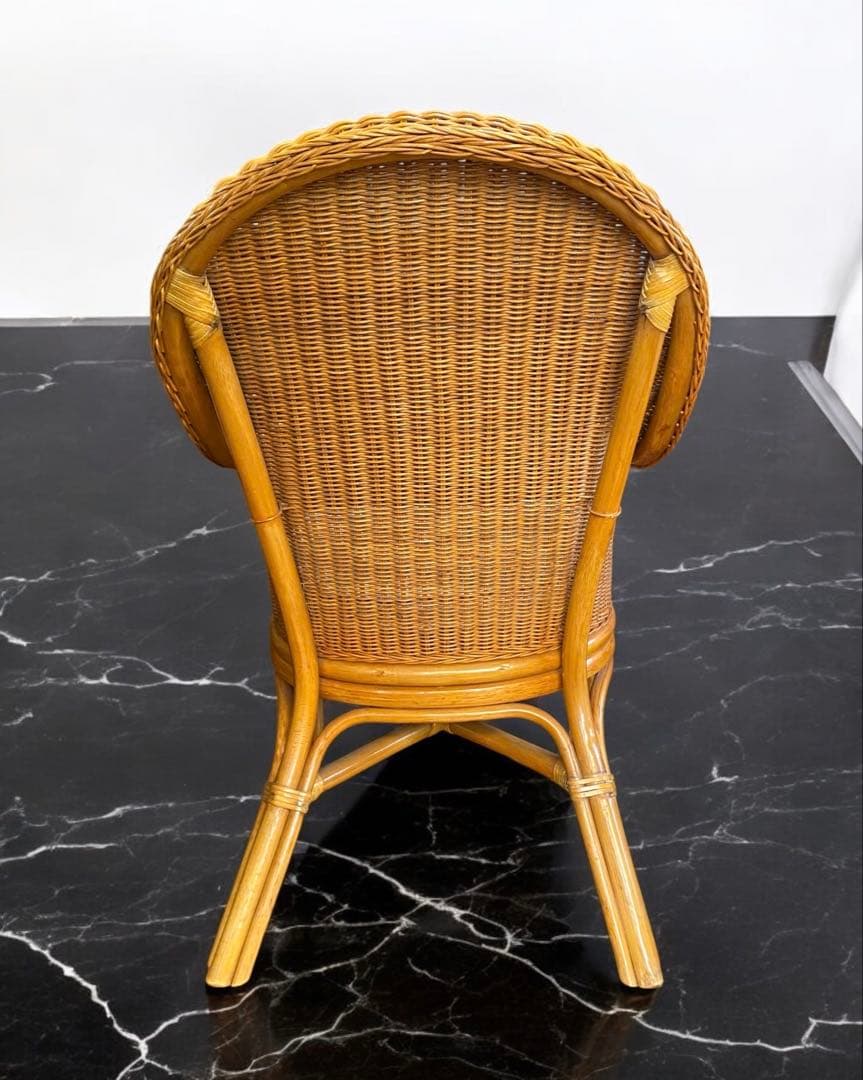 mikeneco 昭和レトロ★クッション付き高級ラタンチェア②