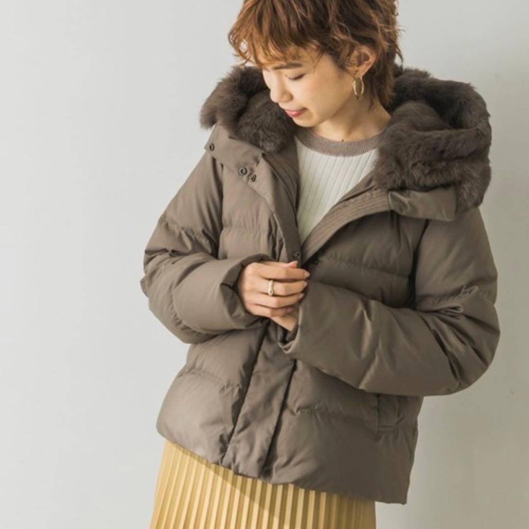 極美品☆希少☆アーバンリサーチ　ラビットフードストレッチショートダウン　ブラウン