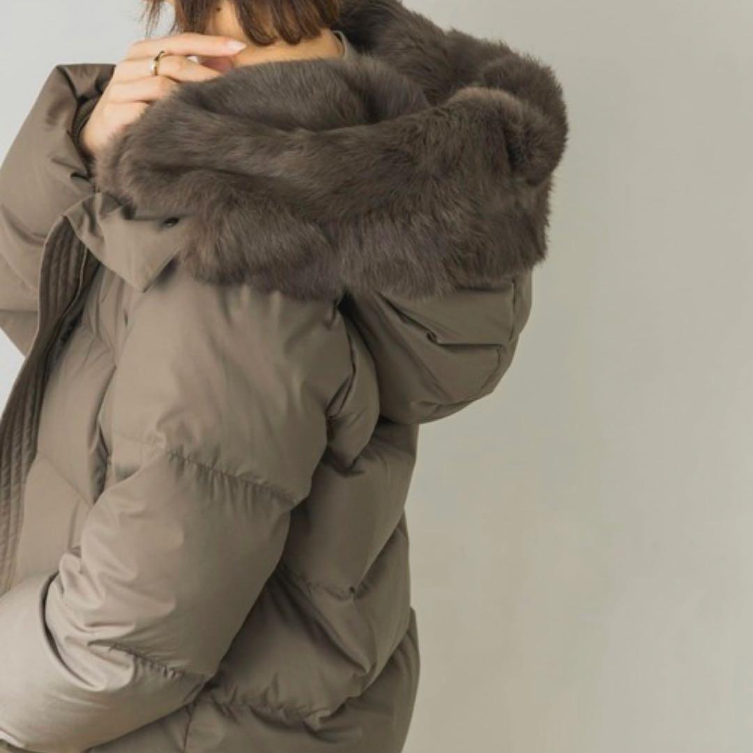 極美品☆希少☆アーバンリサーチ　ラビットフードストレッチショートダウン　ブラウン