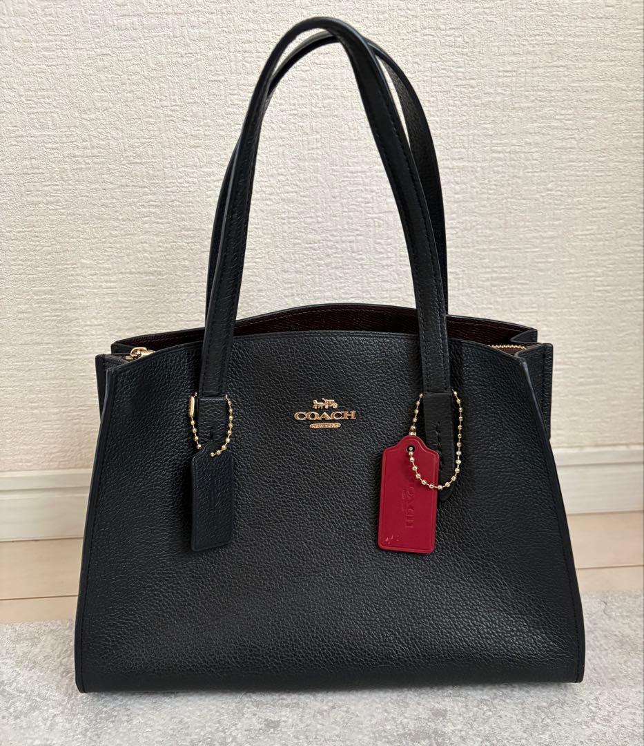美品 COACH ブラック ハンドバッグ