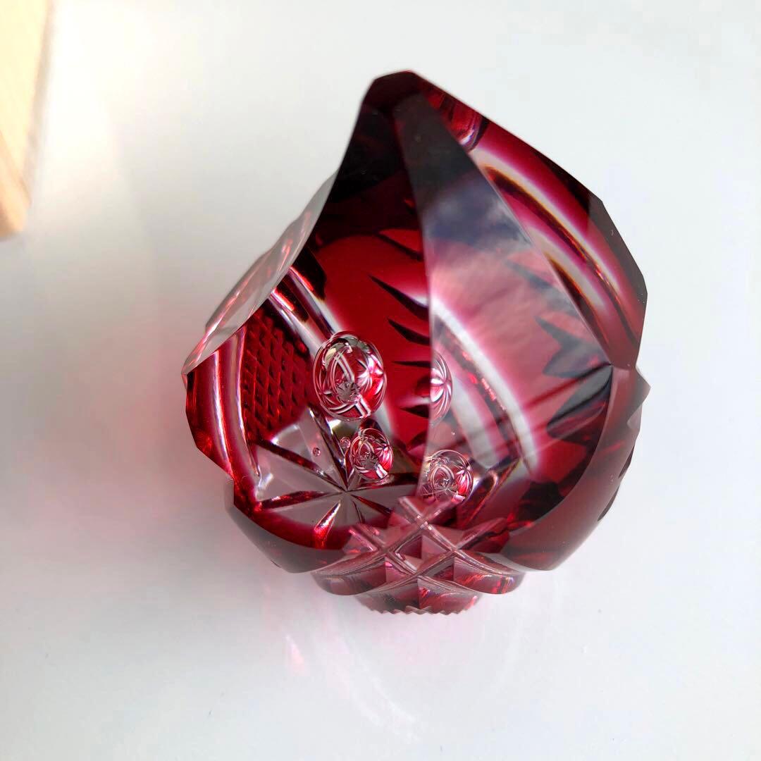 島津 薩摩切子 薩摩の雫 ペパーウエイト 未使用