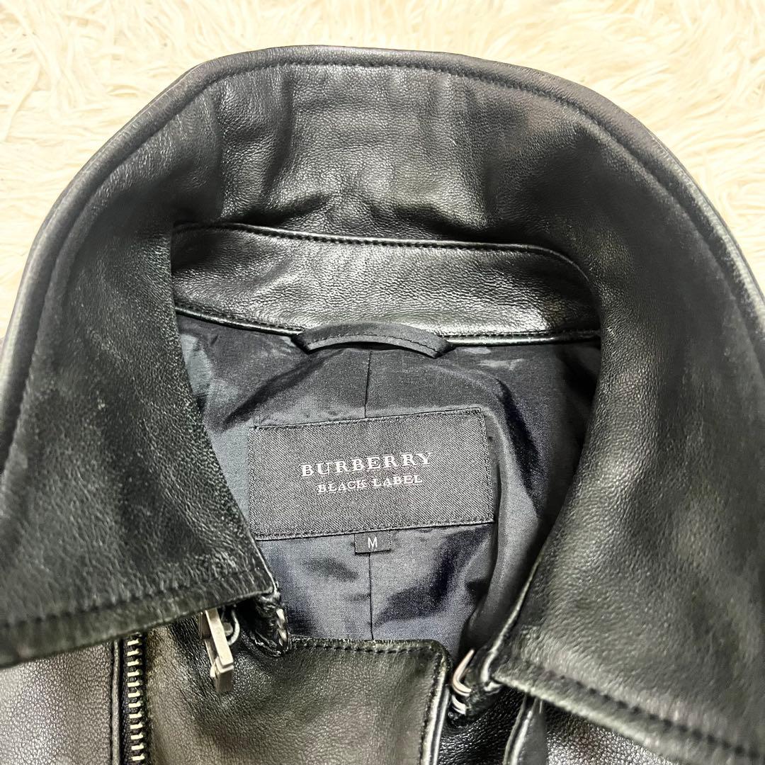 美品✨バーバリーブラックレーベル レザージャケット ダブルライダース 羊革 黒M