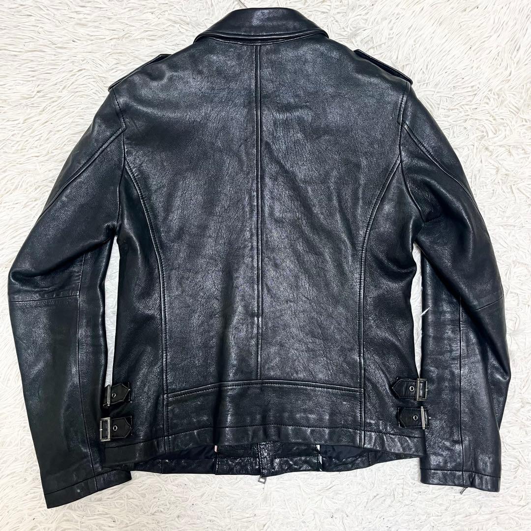美品✨バーバリーブラックレーベル レザージャケット ダブルライダース 羊革 黒M