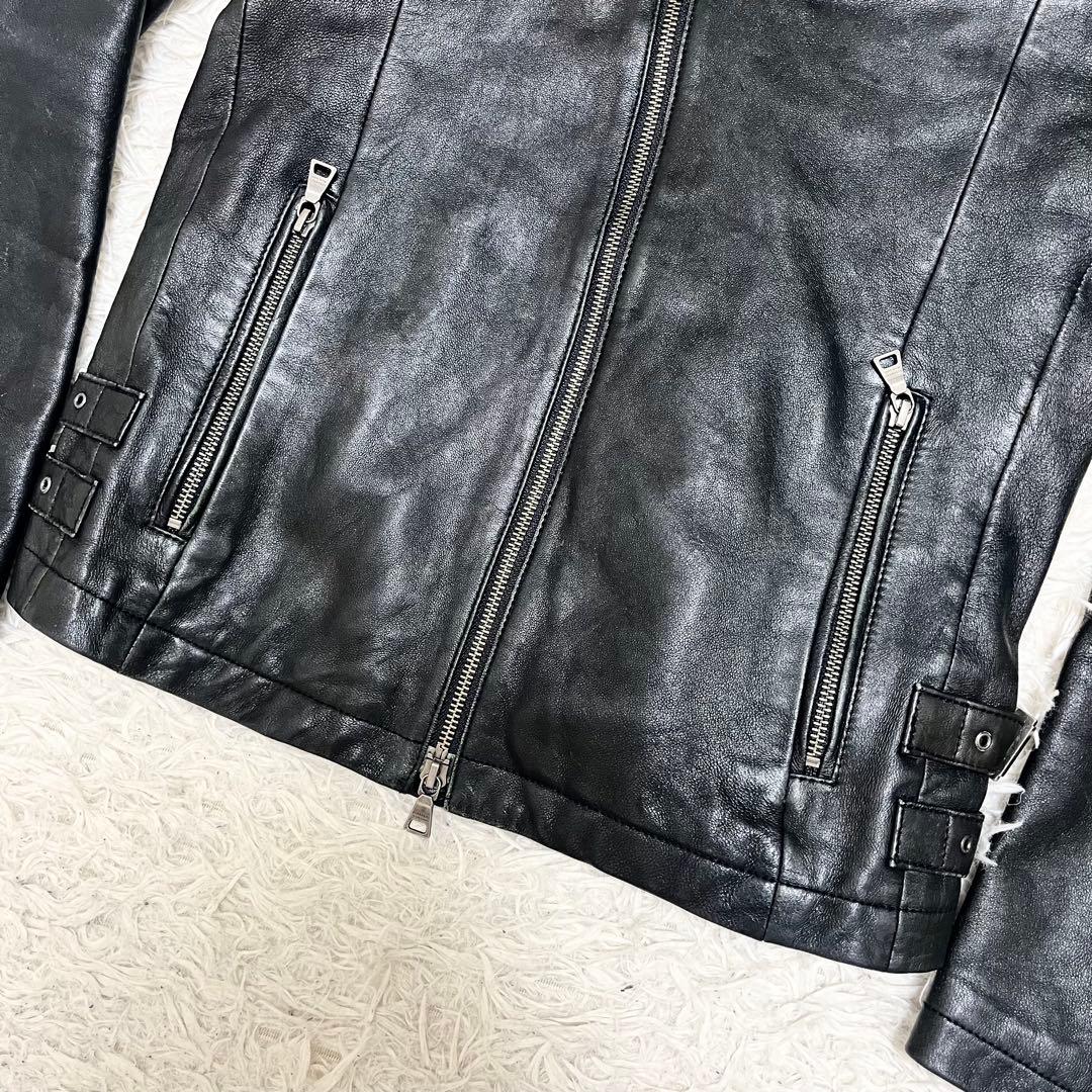 美品✨バーバリーブラックレーベル レザージャケット ダブルライダース 羊革 黒M