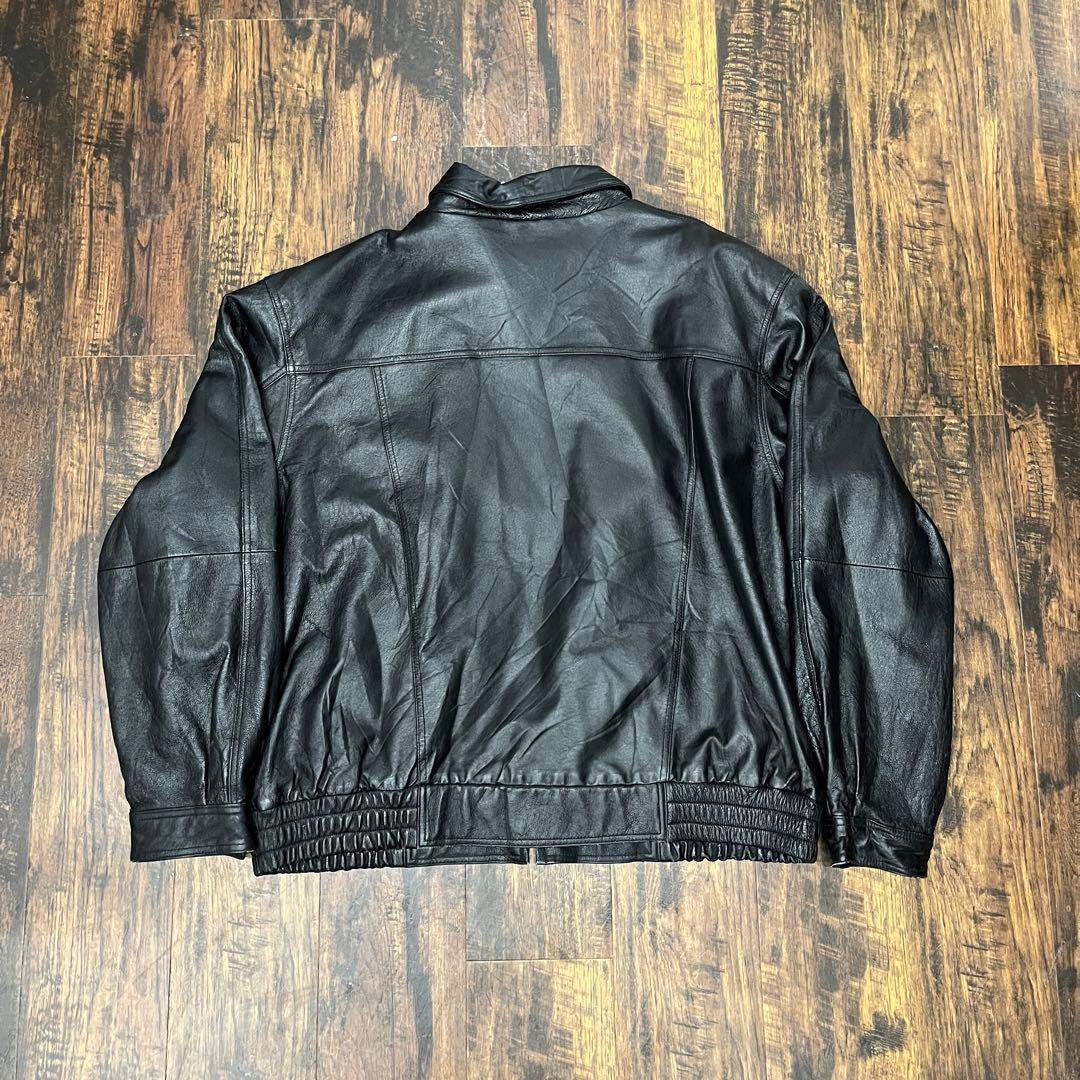 ブラックレザーアウター XXL オーバーサイズ レザージャケット ストリート