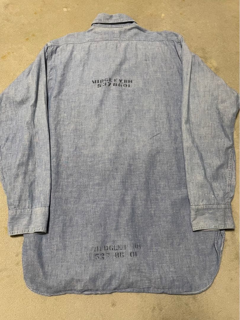 2/14まで掲載・最終値下げ 40s USNAVY CHAMBRAY SHIRT