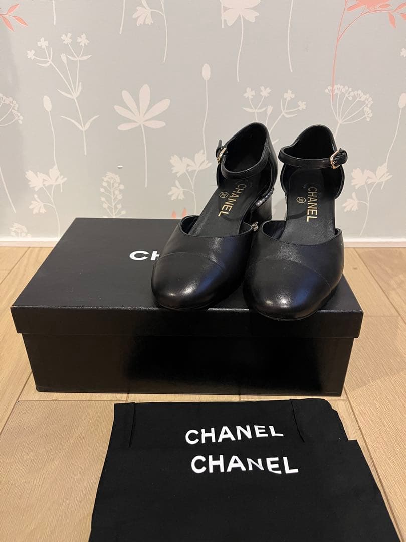 CHANEL 近年モデルパールココマーク　ストラップサンダル　パンプス　36