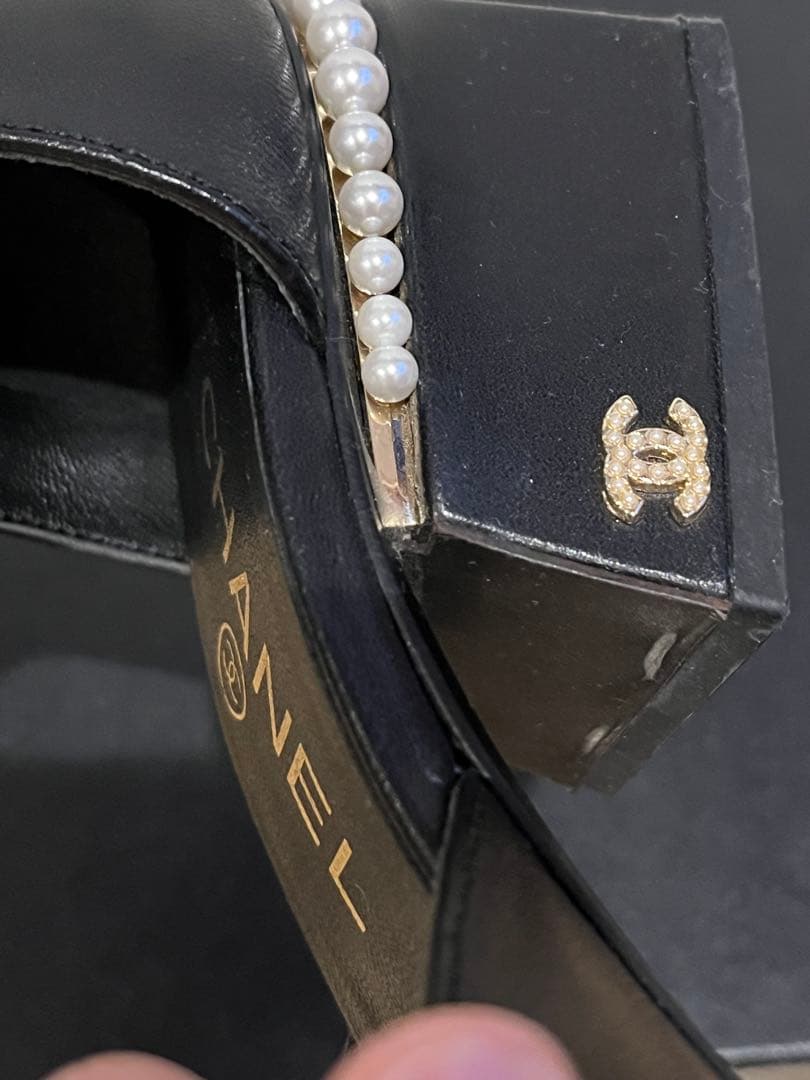 CHANEL 近年モデルパールココマーク　ストラップサンダル　パンプス　36