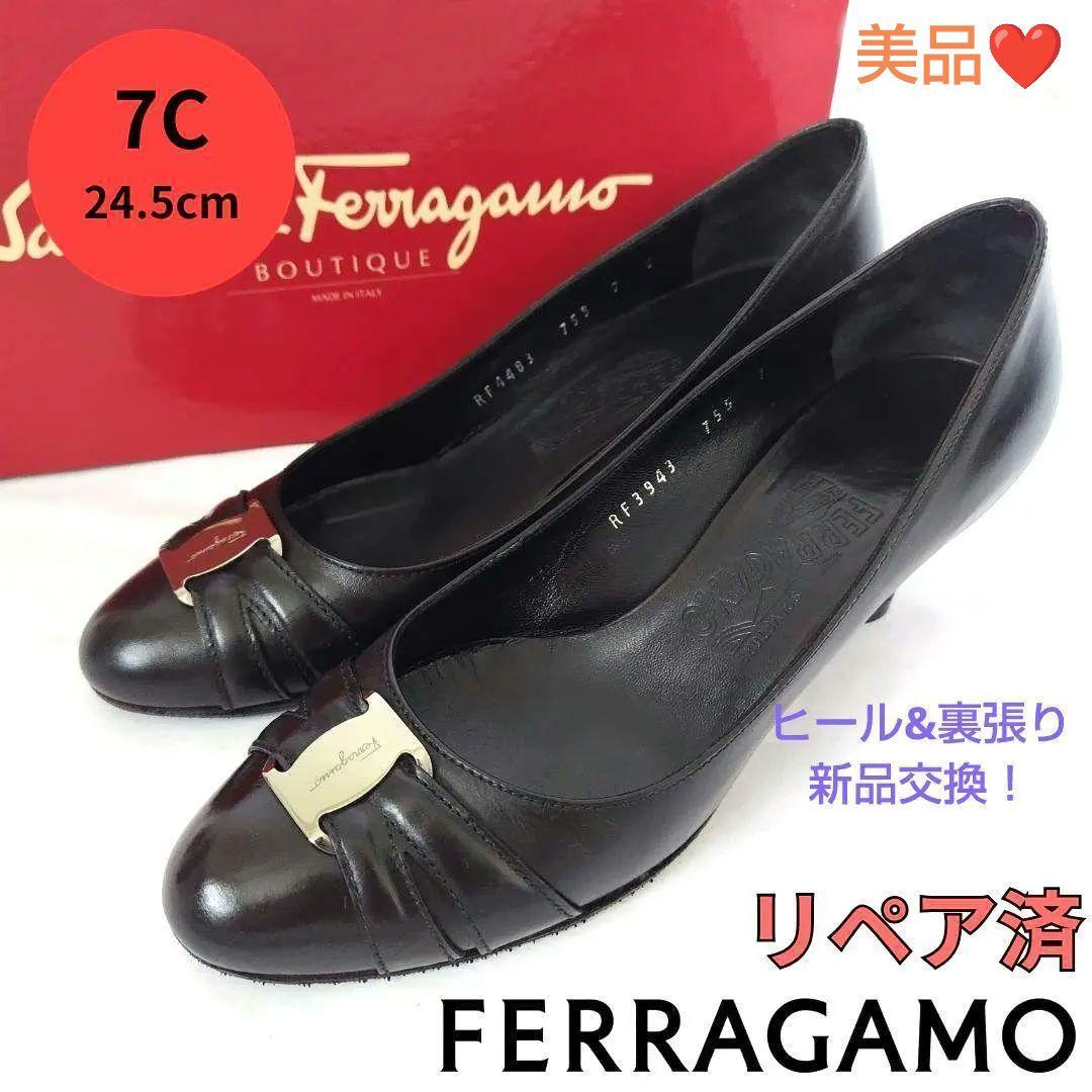 ✨️腕利き職人のリペア済✨️美品☆フェラガモ】ヴァラプレート パンプス 黒