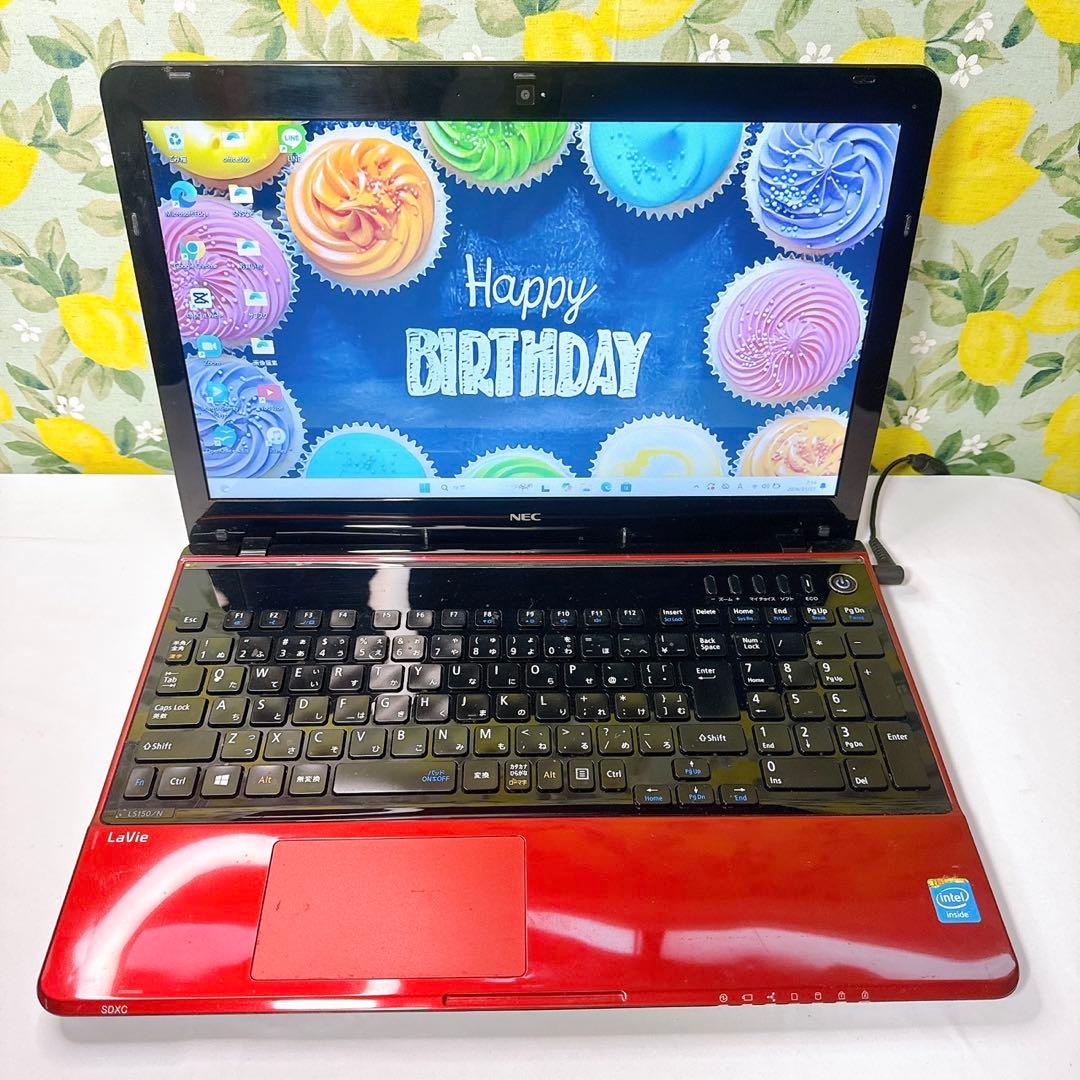 格安レッドパソコン❤️Windows11高速SSD❤️マウス付き❤️届いたらすぐ使える