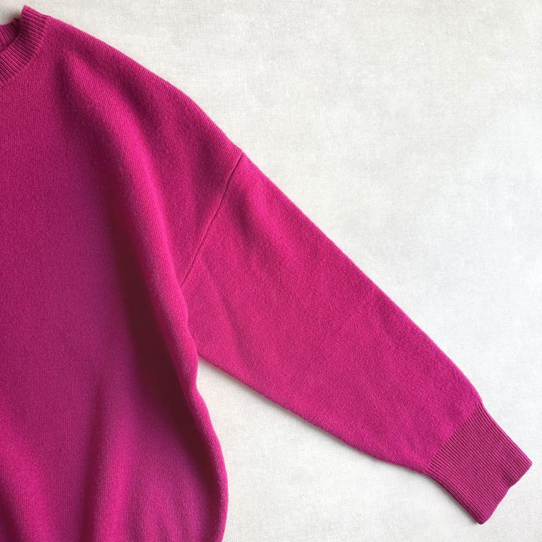 美品▲ebureエブール//ソフトスムース クルーネックニット▲パープルピンク