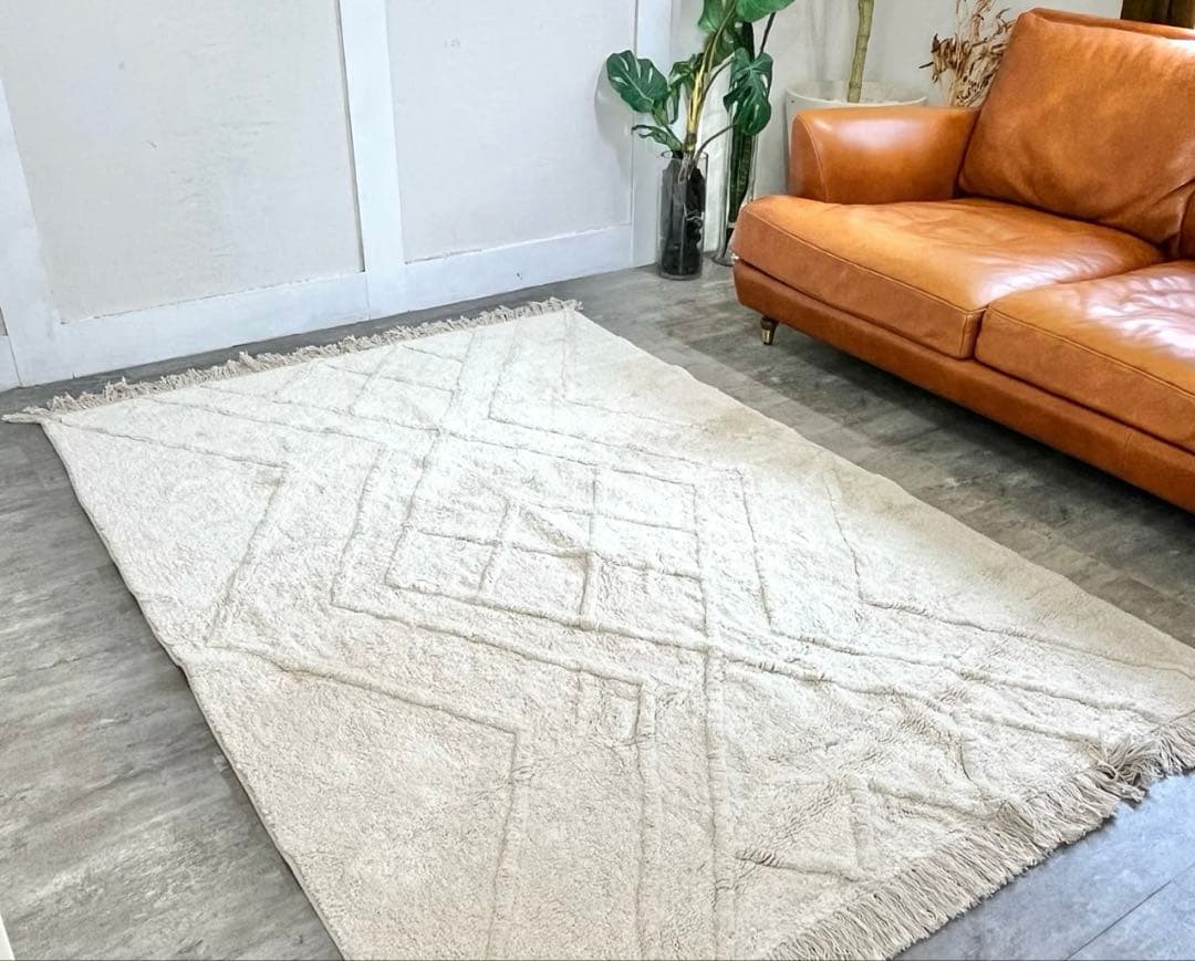 鍵*ポ様 ACTUS アクタス　アイボリー コットンラグ フリンジ付き