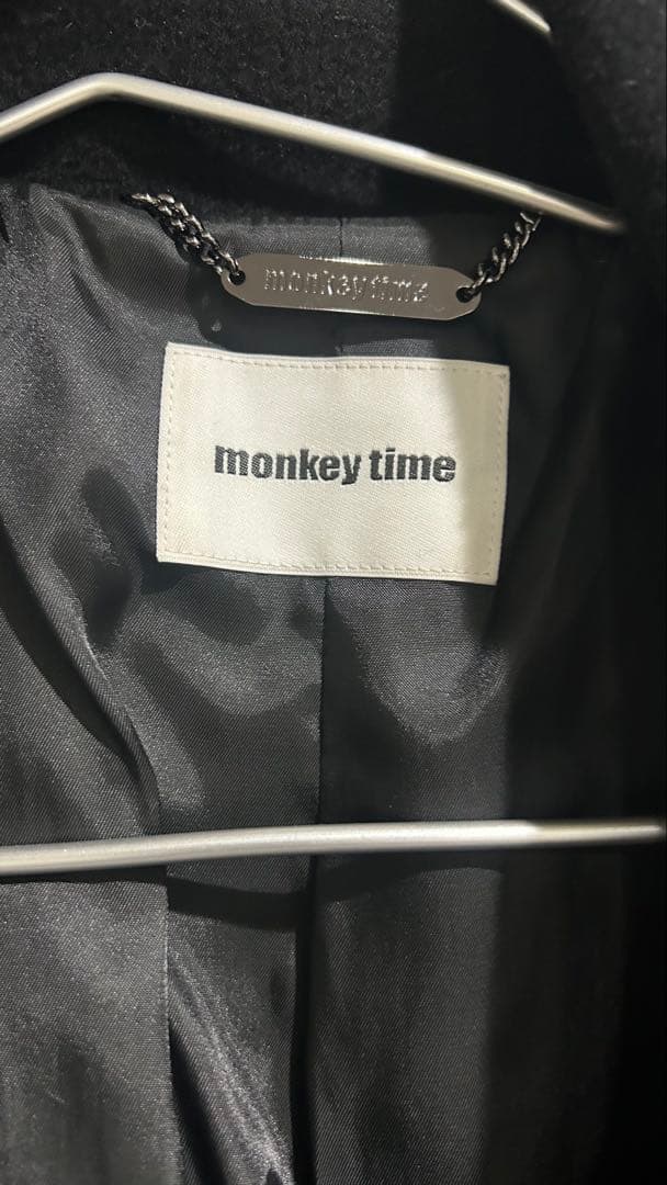 monkey time 黒 ダブルブレスト ロングコート