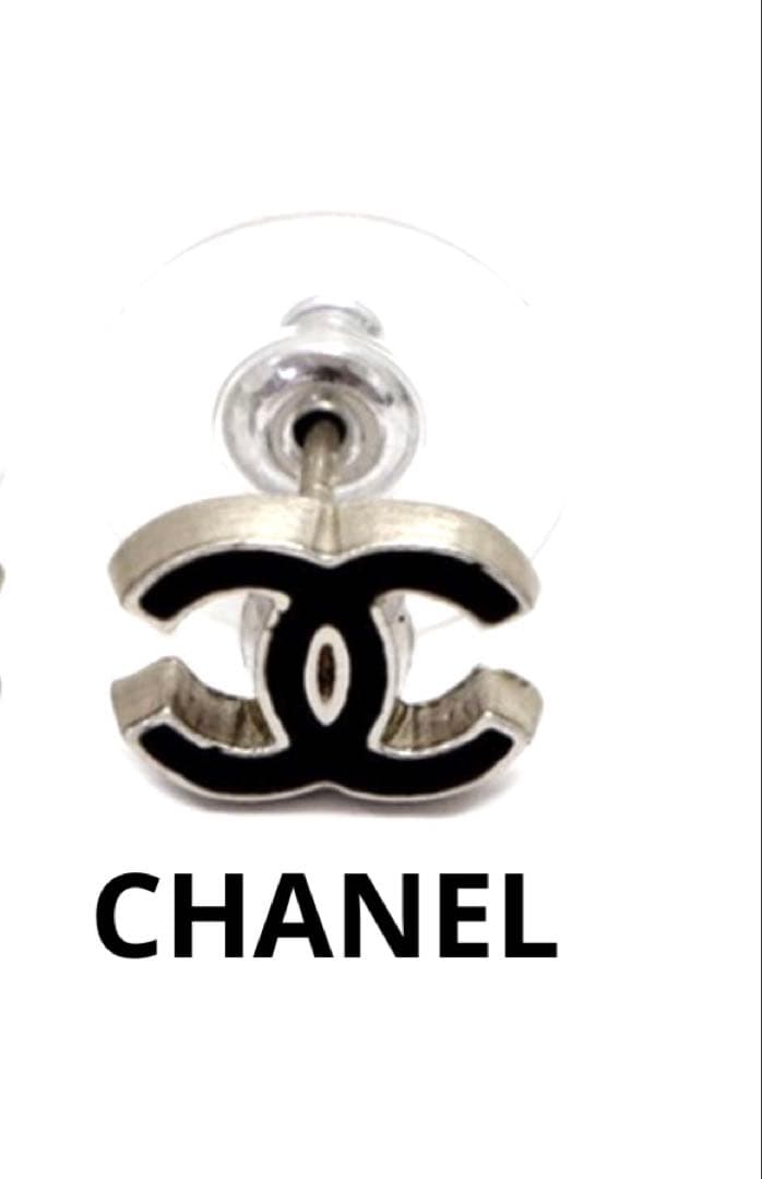 極美品 CHANEL シャネル ピアス 片方のみ 正規品 ブラック シルバー