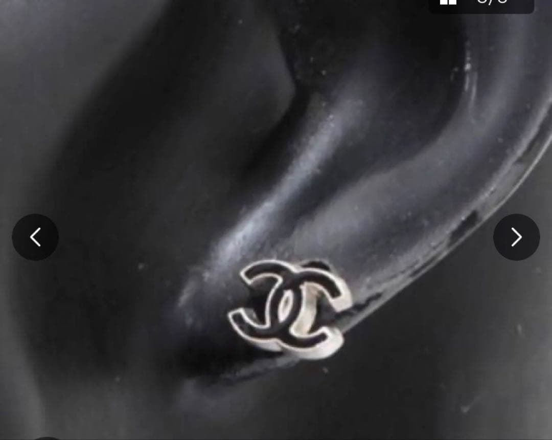 極美品 CHANEL シャネル ピアス 片方のみ 正規品 ブラック シルバー