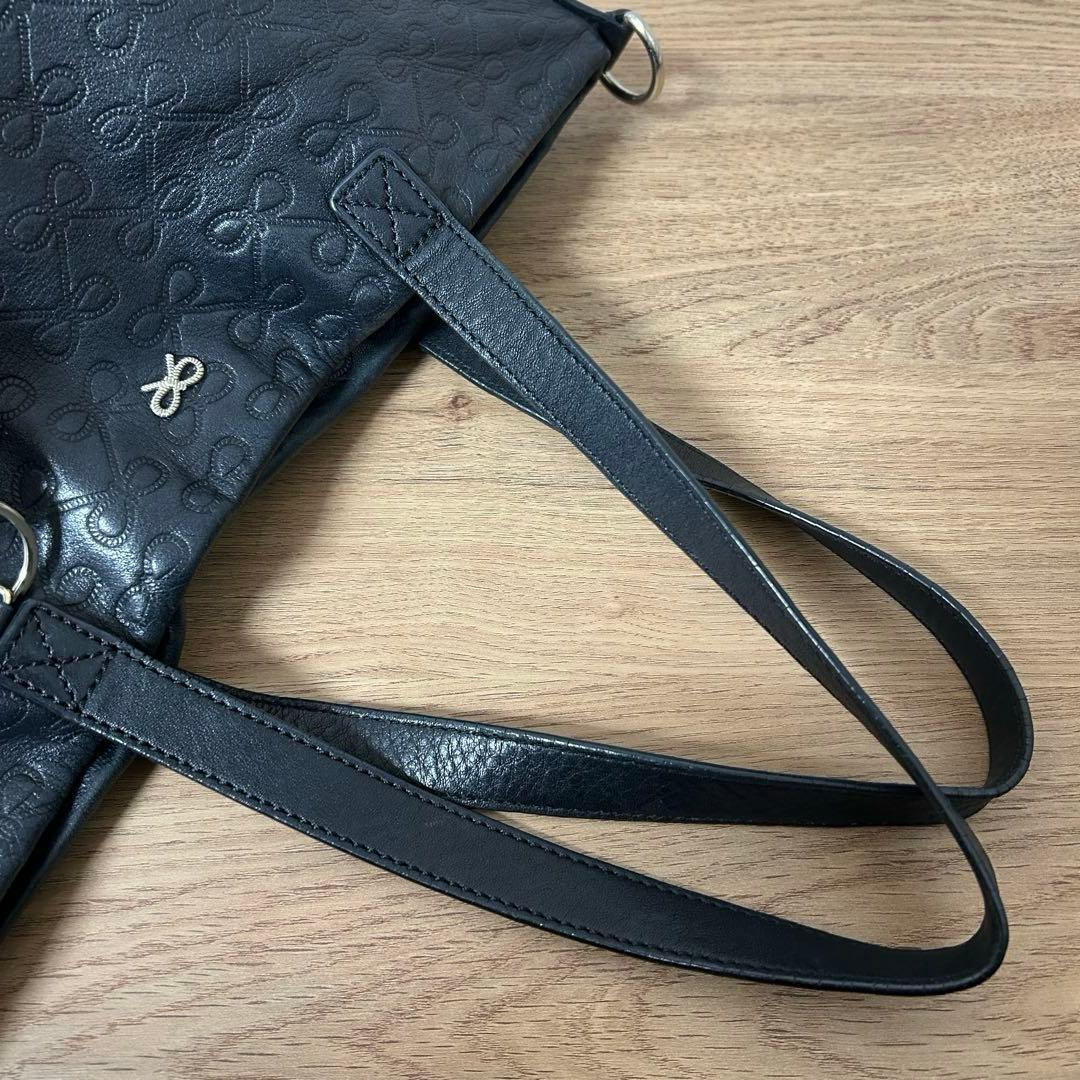 アニヤハインドマーチ　ショルダーバッグ　レザー　ブラック　フリンジトートバッグ