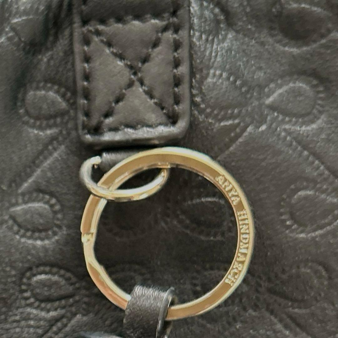 アニヤハインドマーチ　ショルダーバッグ　レザー　ブラック　フリンジトートバッグ