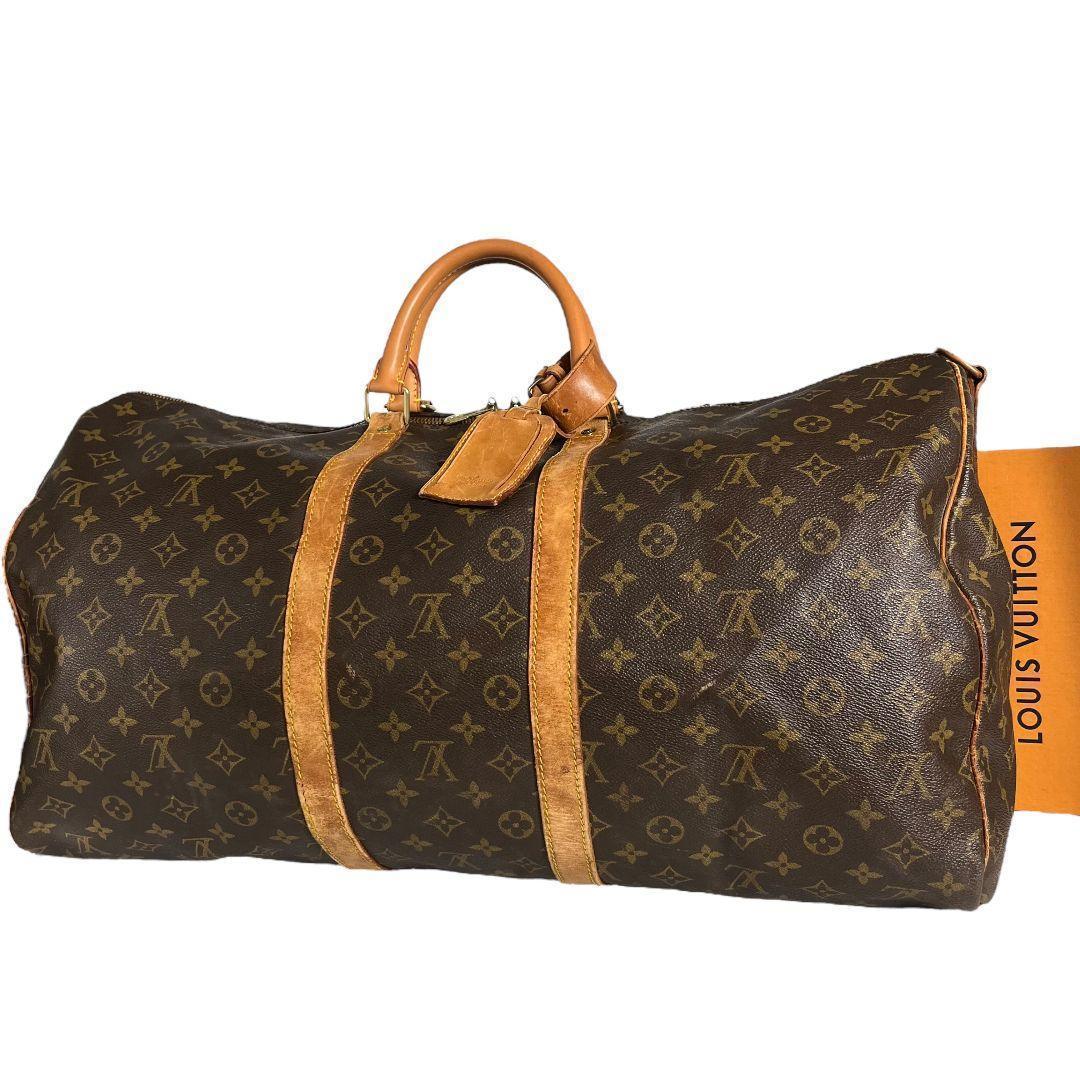 【鑑定済】キーポル55　ルイヴィトン　モノグラム　ボストンバッグ　ブラウン　旅行