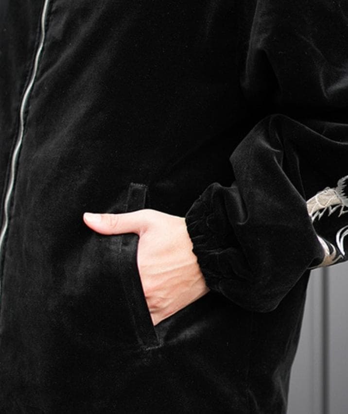 Gold ゴールド ベルベット刺繍トラックジャケット