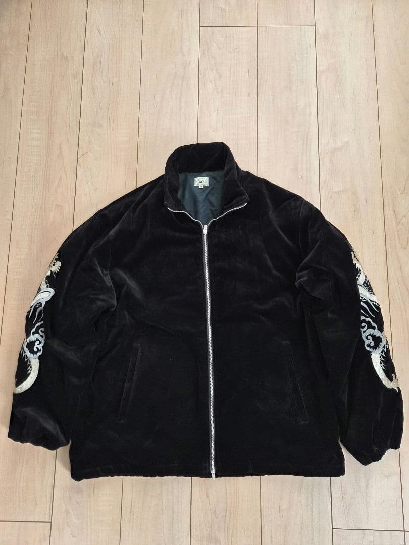Gold ゴールド ベルベット刺繍トラックジャケット