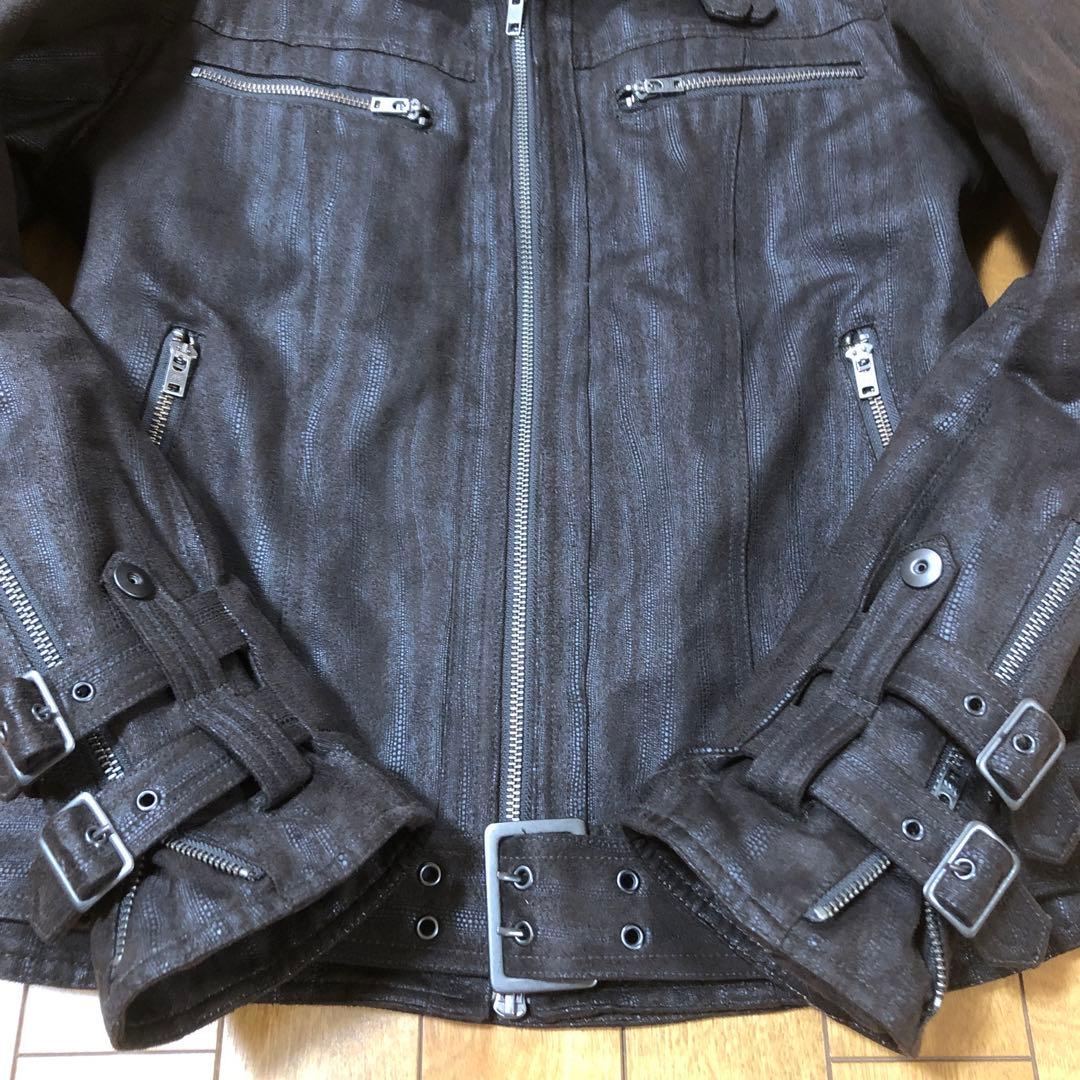 ♠️SCHLUSSEL♠️フェイクスエードライダースジャケット⭐️裏地中綿キルティング