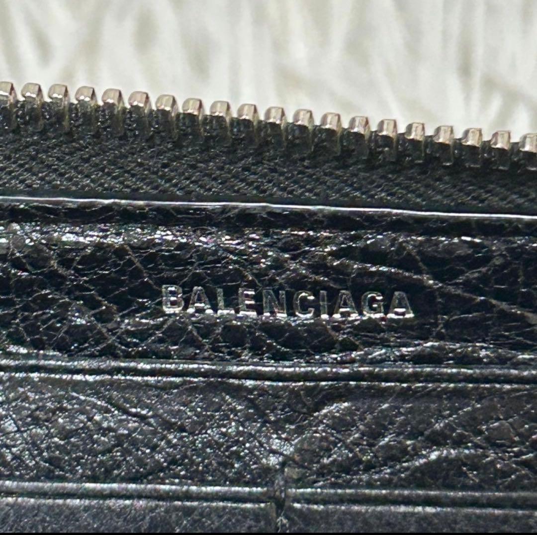美品✨エッセンシャル】バレンシアガ　ラウンドジップ　レザー　ブラック