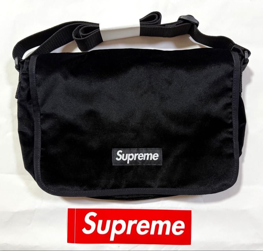 Supreme Velvet Small Messenger Bag 新品 黒
