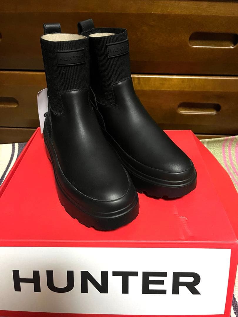 HUNTER レディース サイドゴアブーツ ブラック