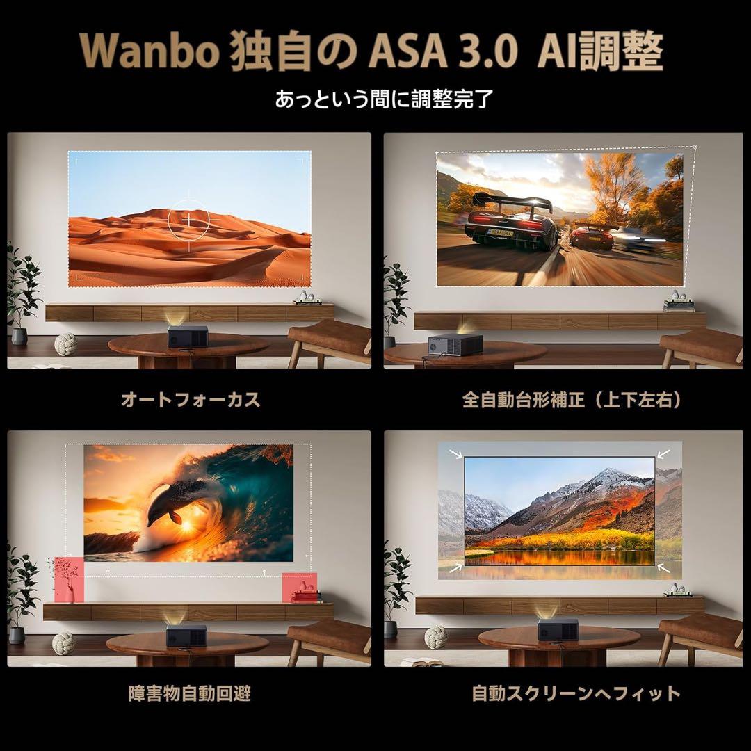 Wanbo X5 Pro　プロジェクター　4K　短距離　静音　オート　補正　5G