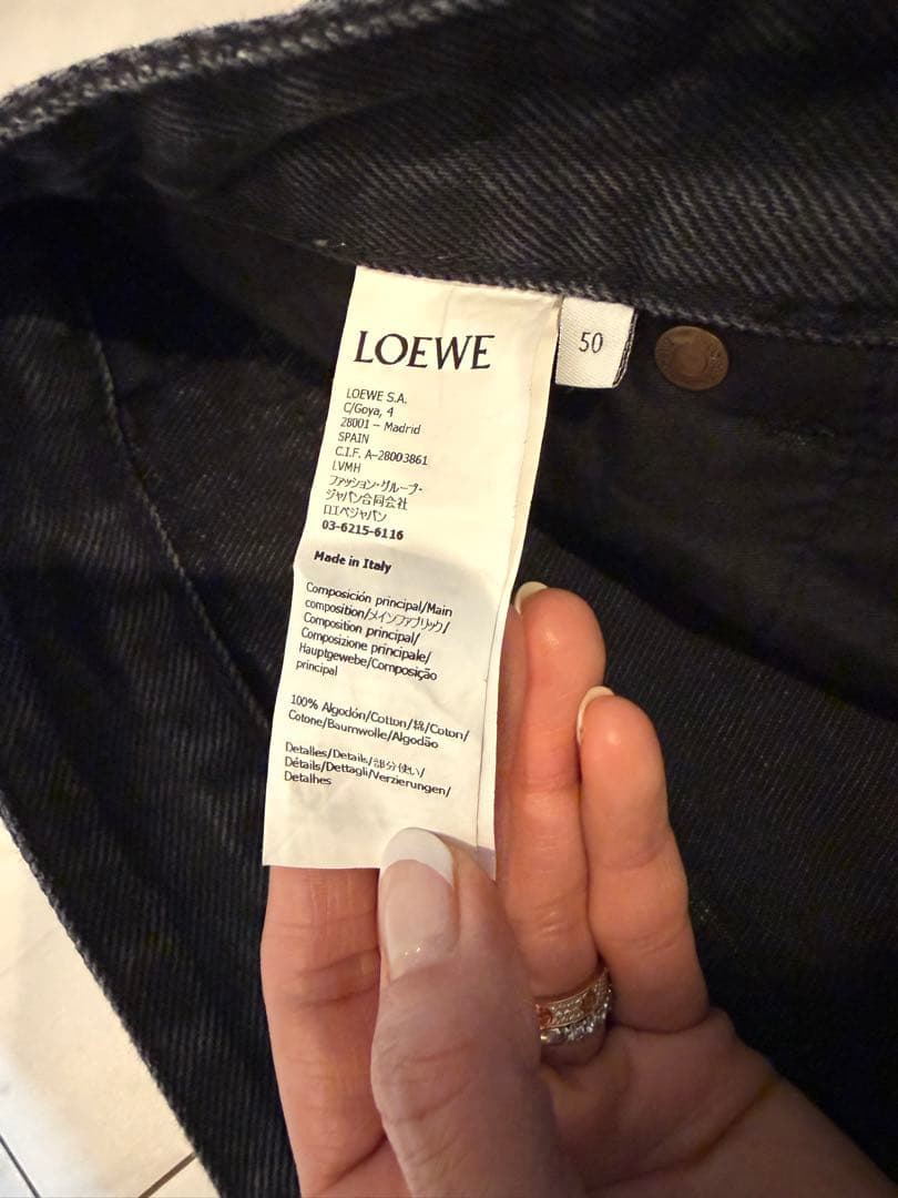 LOEWE ブラックデニム ワイドレッグパンツ サイズ50