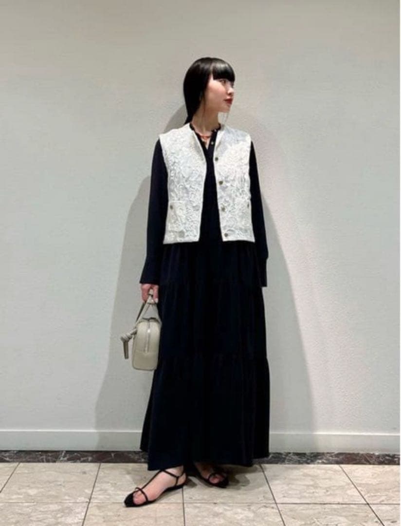 新品✨トゥモローランド ボールジィ パウダリーサテンティアードロングワンピース