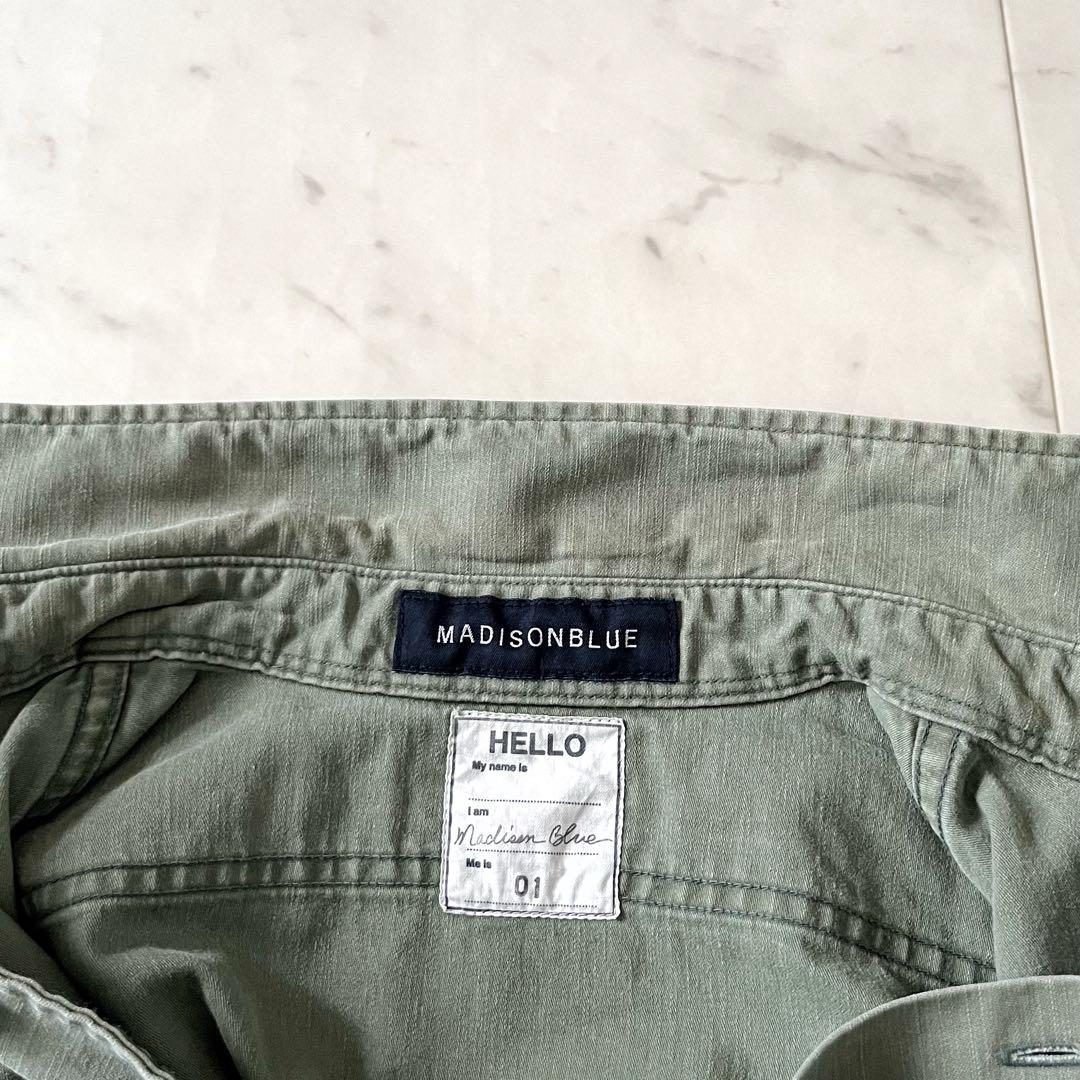 美品＊マディソンブルー ハンプトンシャツ サイズ01 カーキ 長袖 ロゴ刺繍